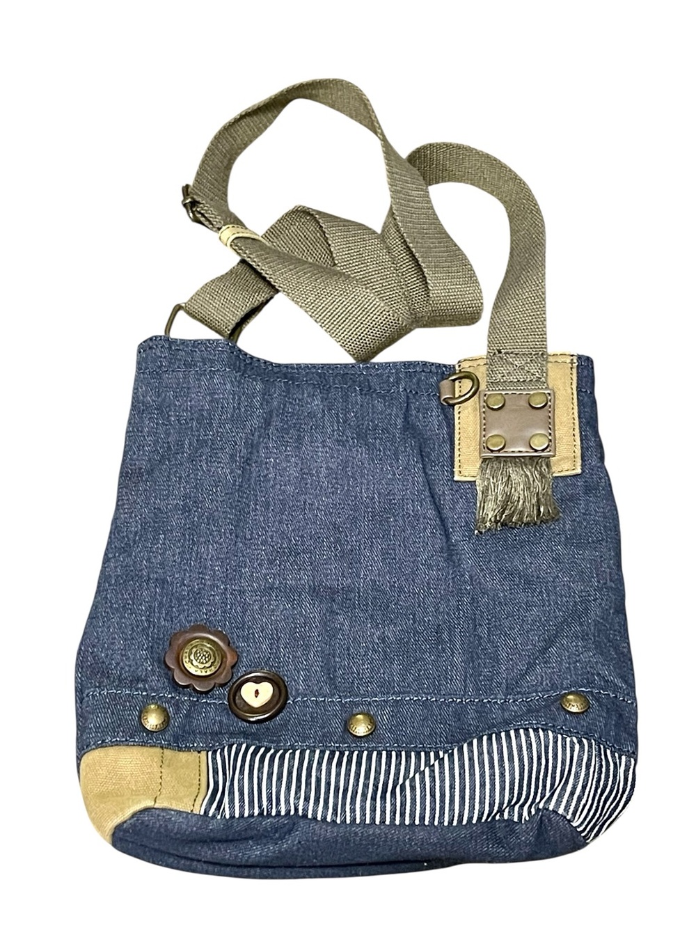 CHALA Denim Patch Crossbody Messenger Bag - Excellent Condition